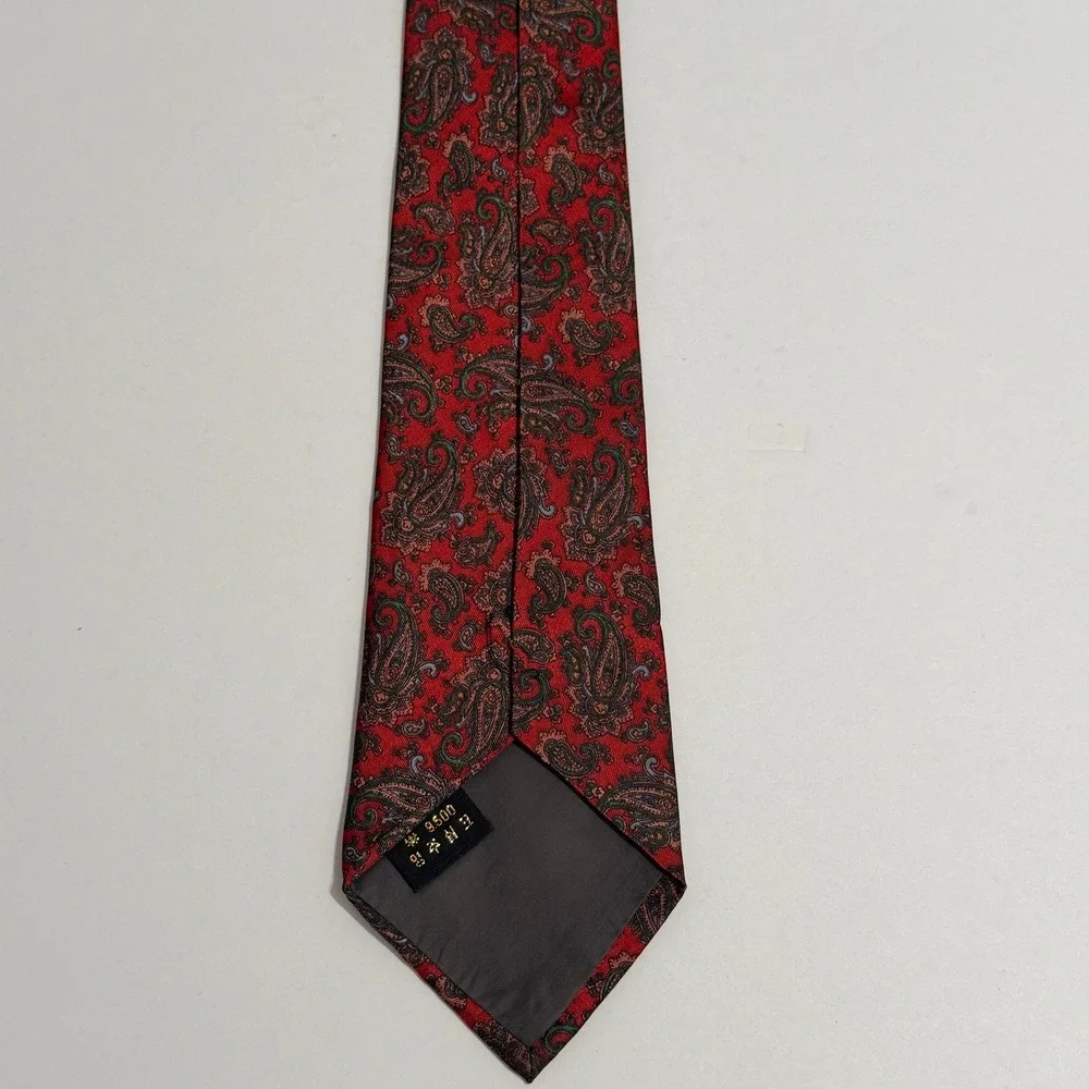 Vintage Goldlion Red Paisley Necktie Men's Classic Wide Tie Chinese Hong Kong